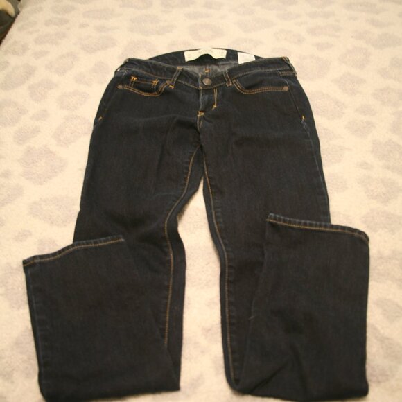 Abercrombie & Fitch Women's Slim Leg Jeans, Size 25Wx31L, Dark Blue Denim - Picture 1 of 3
